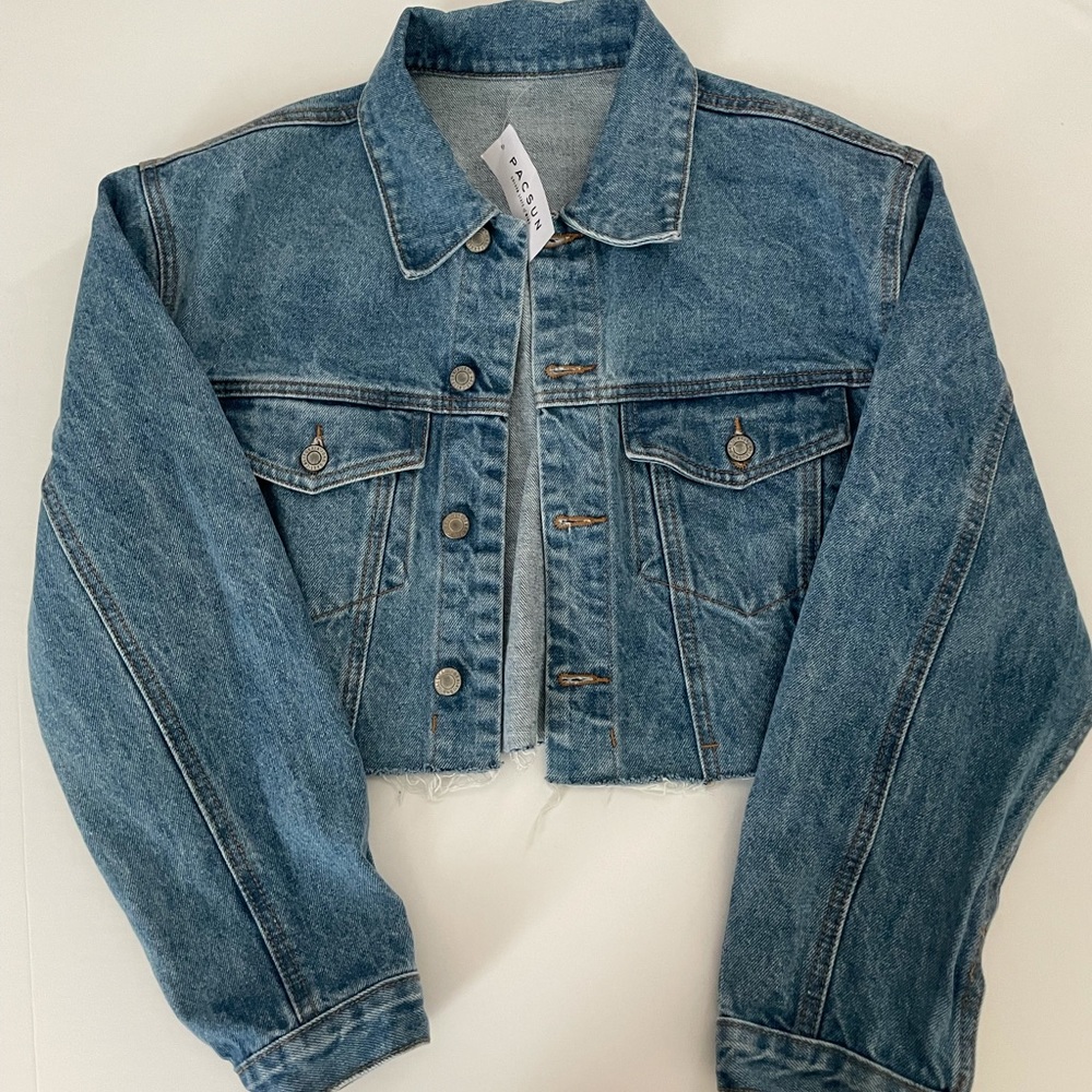 PacSun John Galt Indigo Wash Cropped Denim Jean Jacket